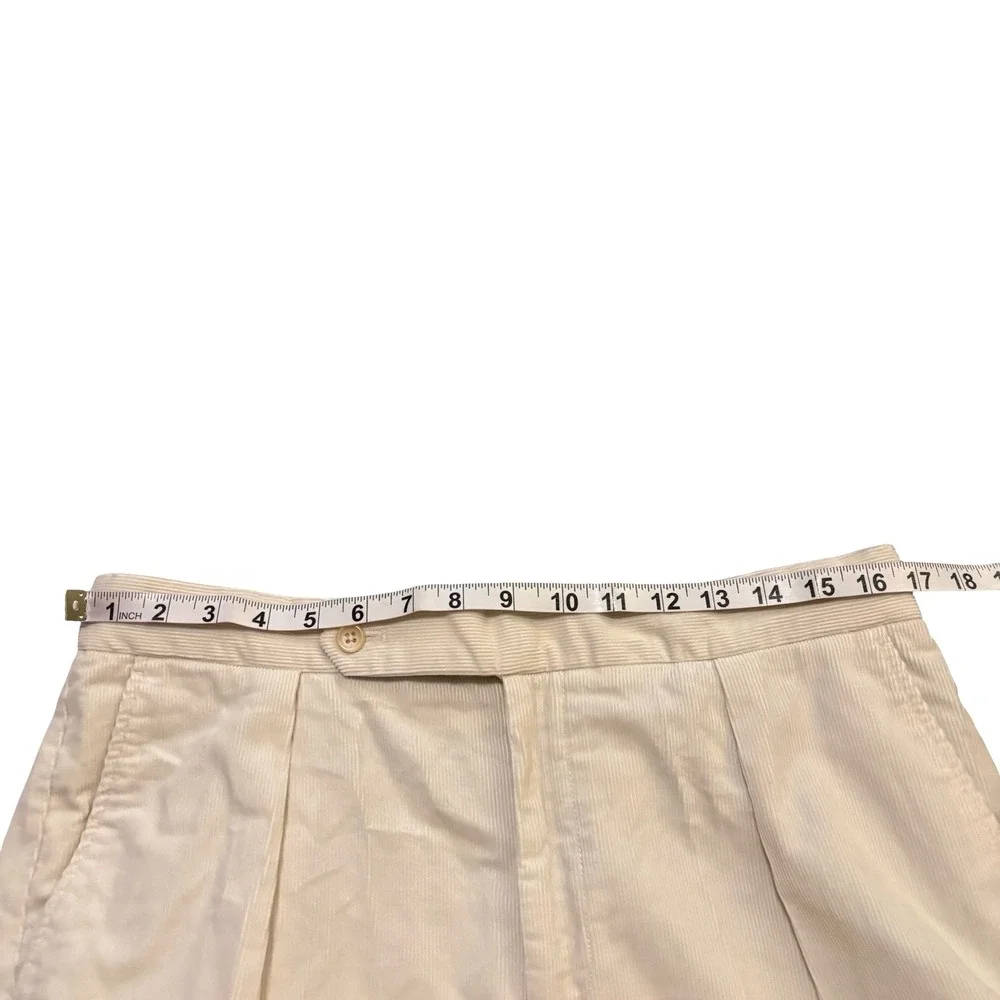 Polo Ralph Lauren Mens Cream Corduroy Pleated Pants 35x30 Straight Leg Portugal